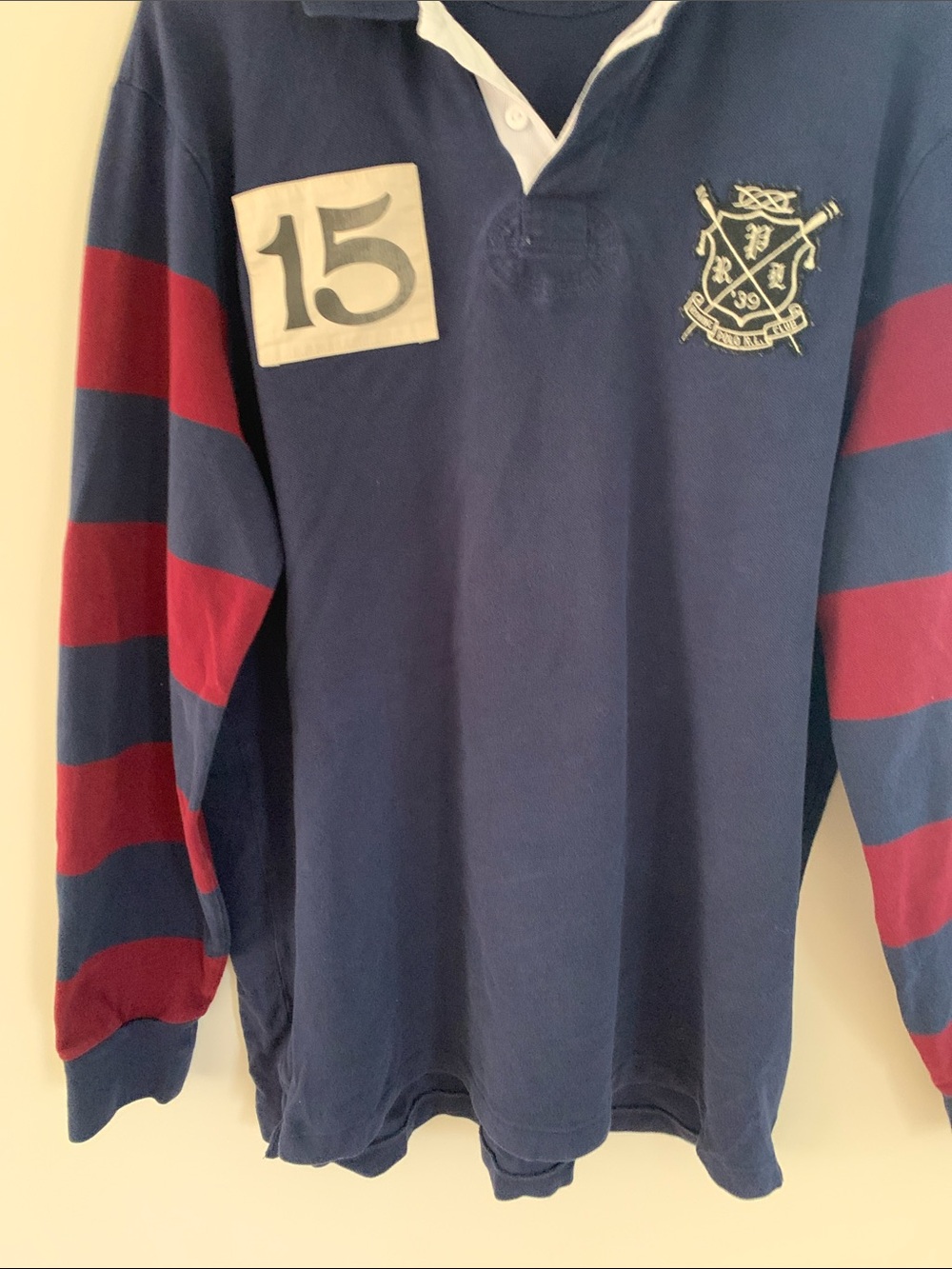 Polo Ralph Lauren Men’s Rugby Short Rowing Club Crest Stripes Sleeves Size XXL - Picture 3 of 9
